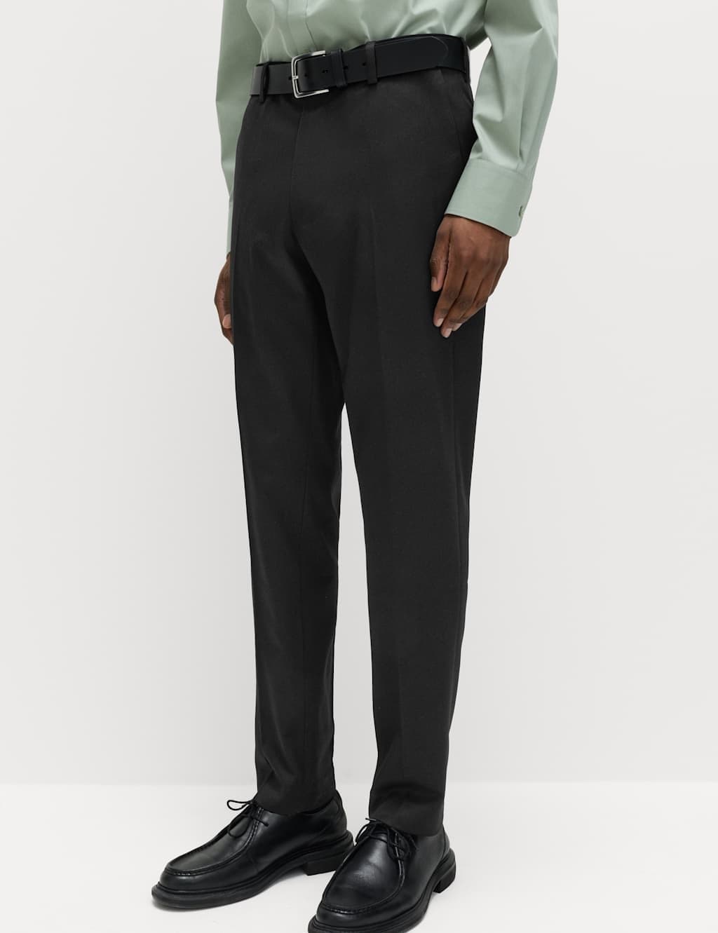 Marks & Spencer M&S Regular Fit Smart Stretch Trousers in Black