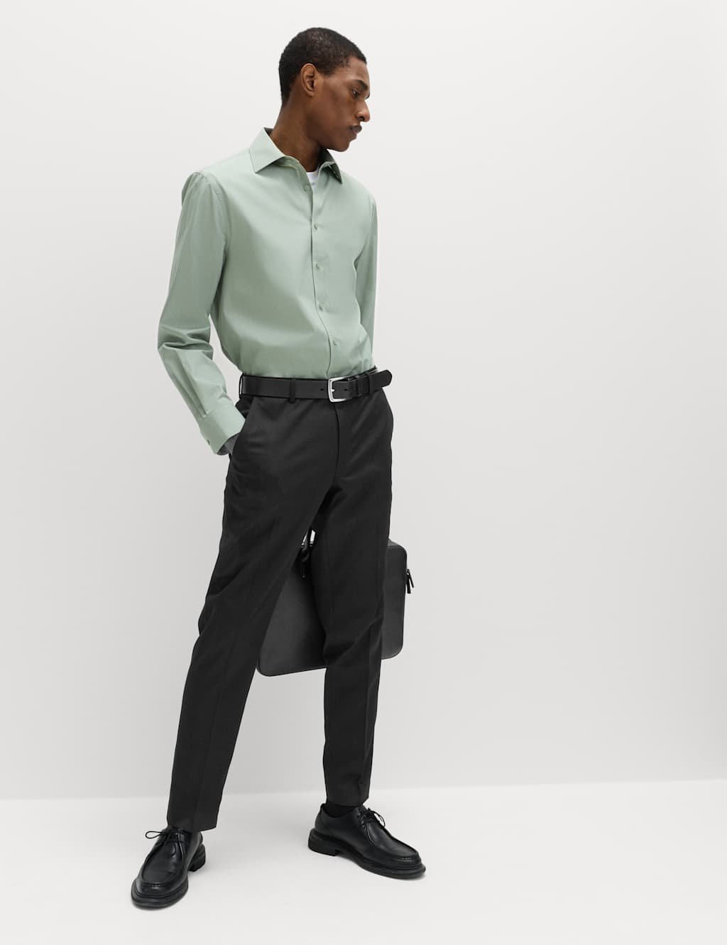 Marks & Spencer M&S 2 Pack Regular Fit Smart Stretch Trousers Black - 4