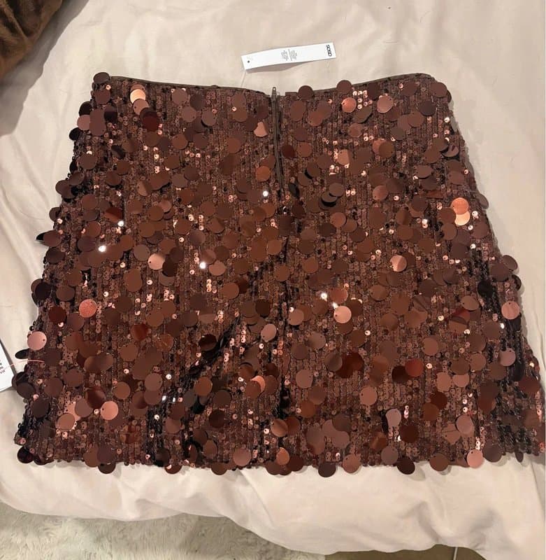 ASOS Design ASOS design mixed sequin skirt in brown