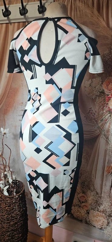 Quiz Geometric Print Bodycon Mini Dress Size 8