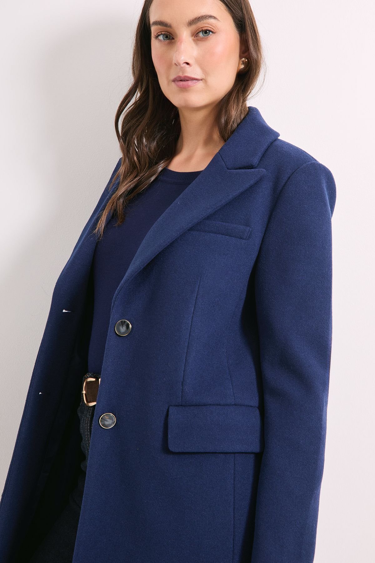 Wallis Wallis Women's Principles by Button Coat in Navy - 4