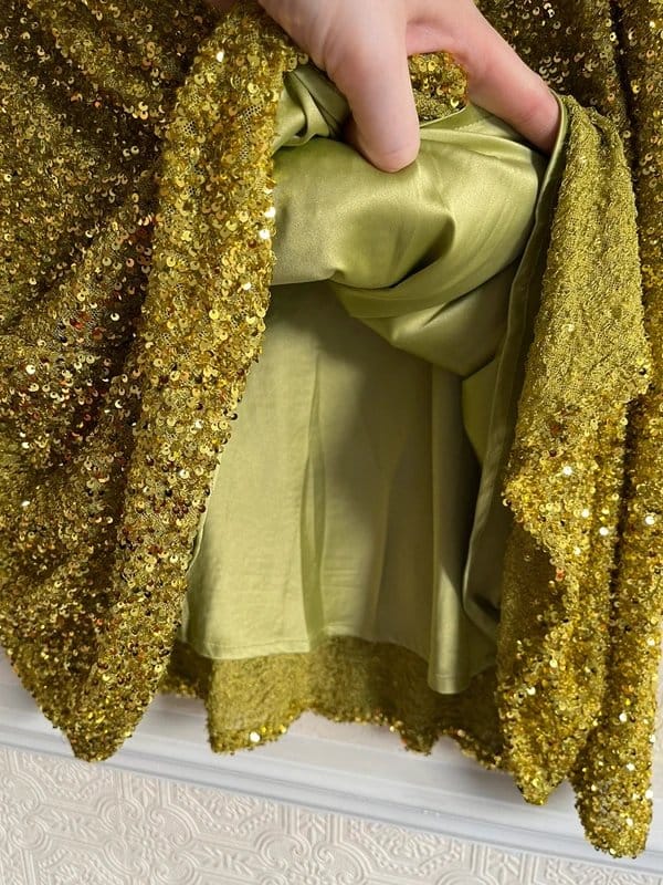 Never Fully Dressed Lime Sequin Dorris Skirt BNWT Size UK 24