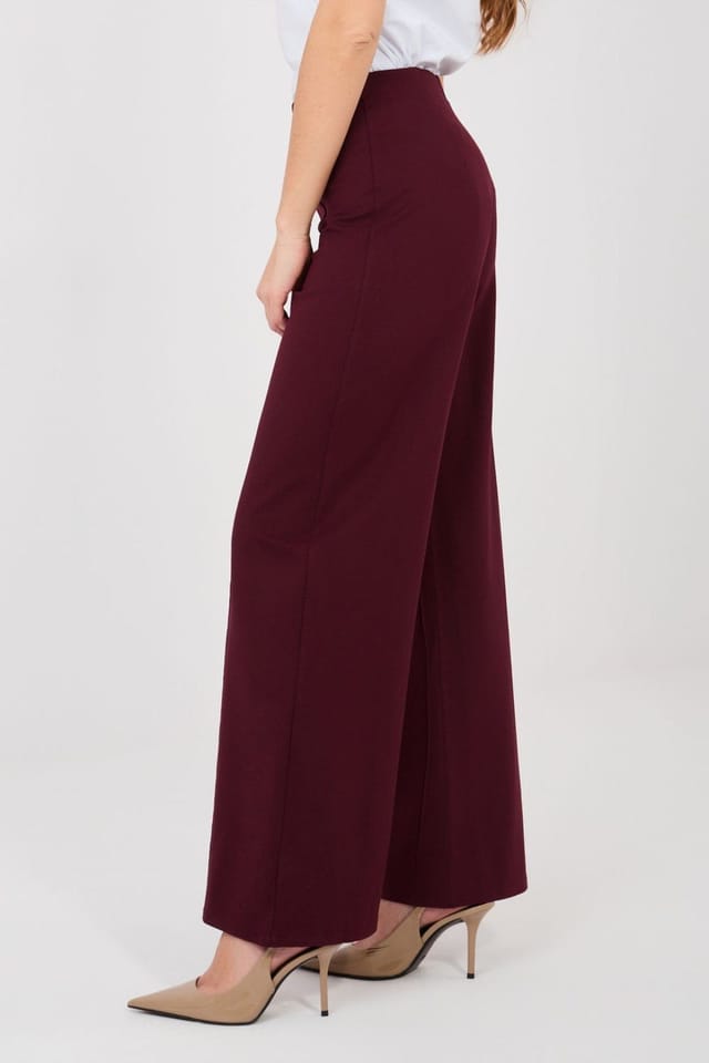 Love Lace Love Lace Women's High Waist Wide Leg Trousers Style 225558 in Burgundy - 3