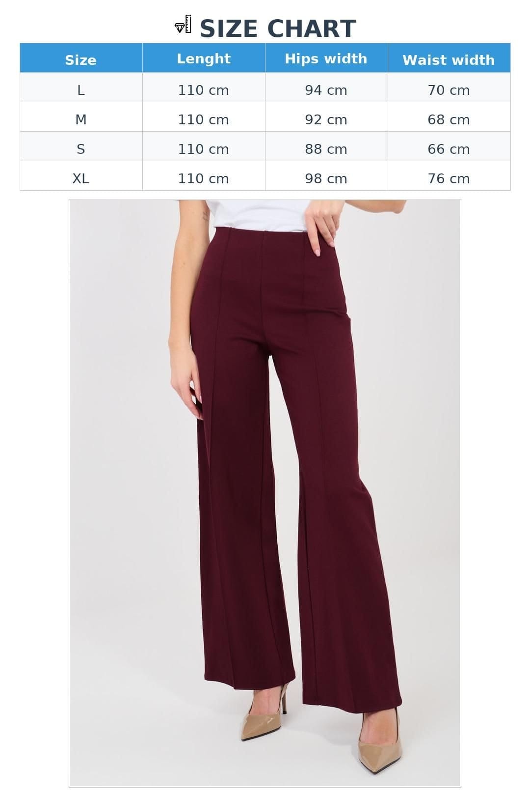 Love Lace Love Lace Women's High Waist Wide Leg Trousers Style 225558 in Burgundy - 4