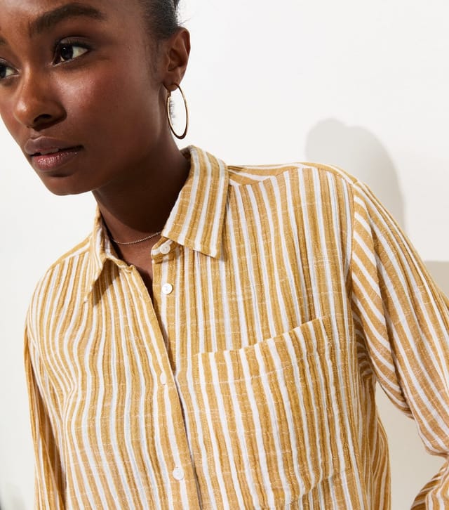 New Look Women's Yellow Striped Long Sleeve Shirt New Look - 2