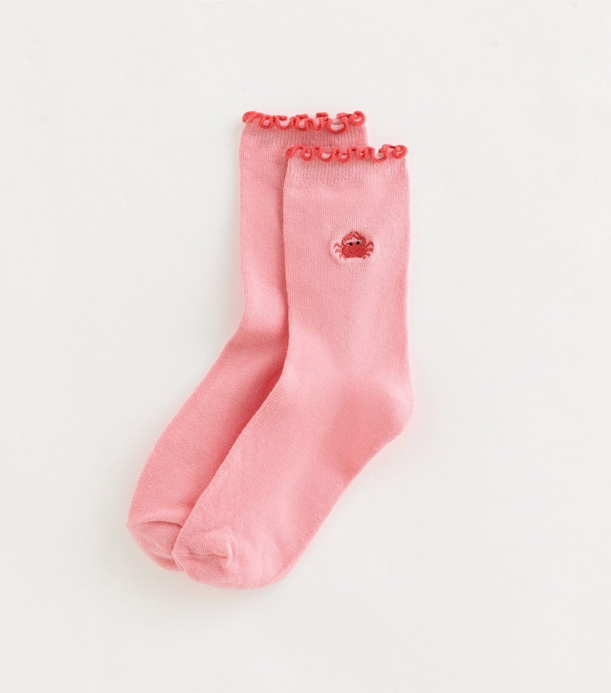 New Look Pink Lobster Embroidered Frill Trim Socks New Look - 1