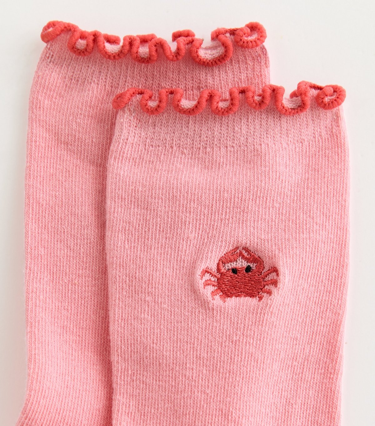 New Look Pink Lobster Embroidered Frill Trim Socks New Look - 2