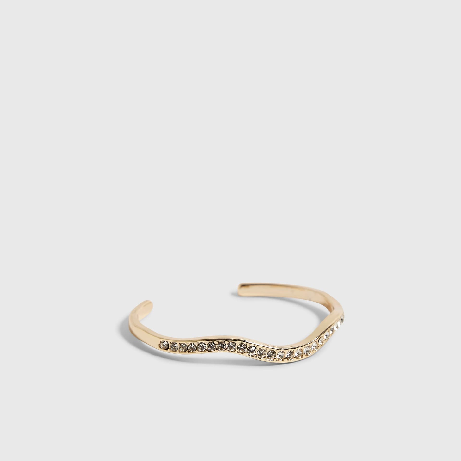 River Island River Island Womens Gold Wave Rhinestone Bangle