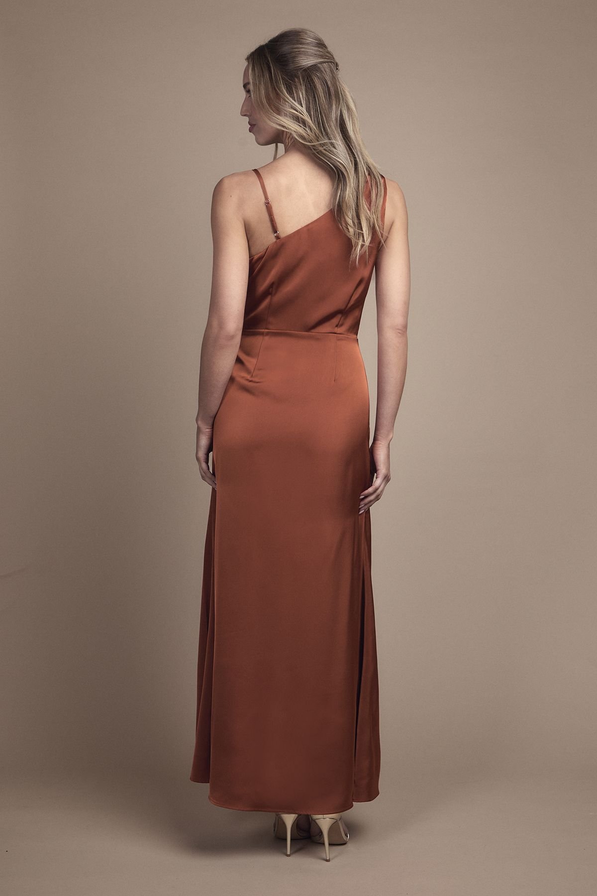 Oasis Oasis Women's Strappy Cowl Neck Maxi Bridesmaid Dress in Rust - 3