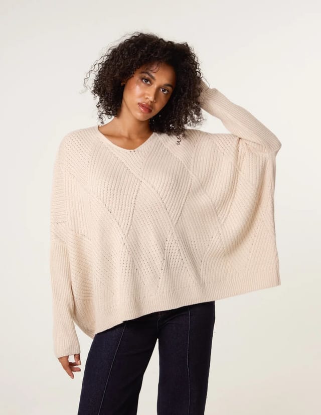 Blue Vanilla Slouchy V Neck Jumper - 2