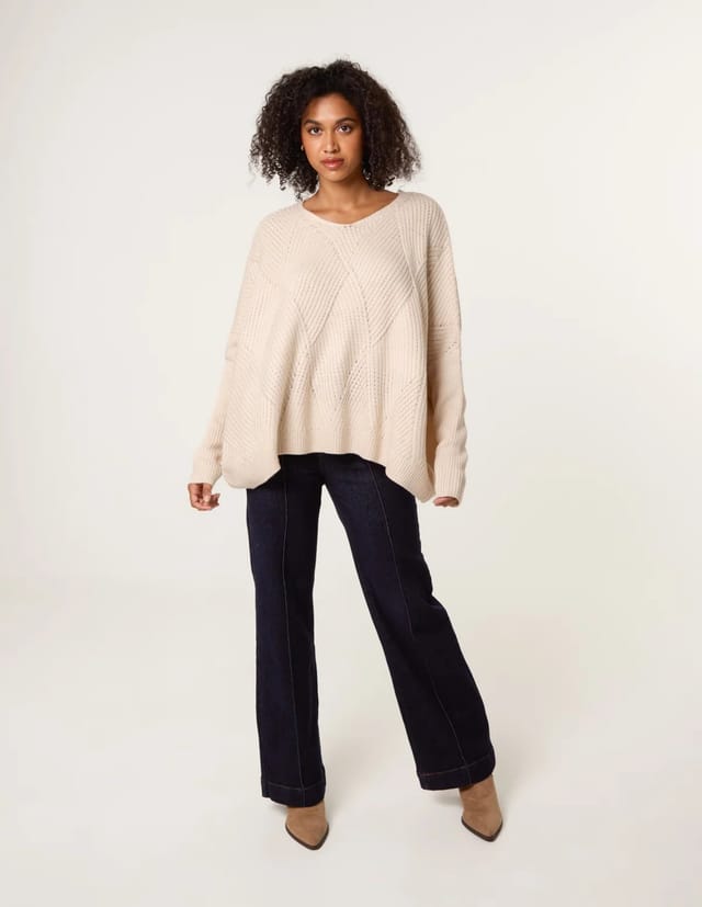 Blue Vanilla Slouchy V Neck Jumper - 3