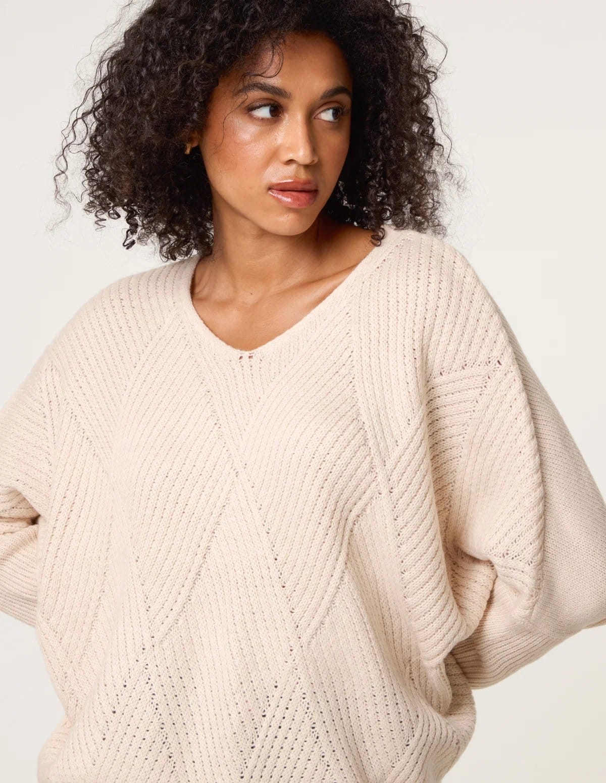 Blue Vanilla Slouchy V Neck Jumper - 4