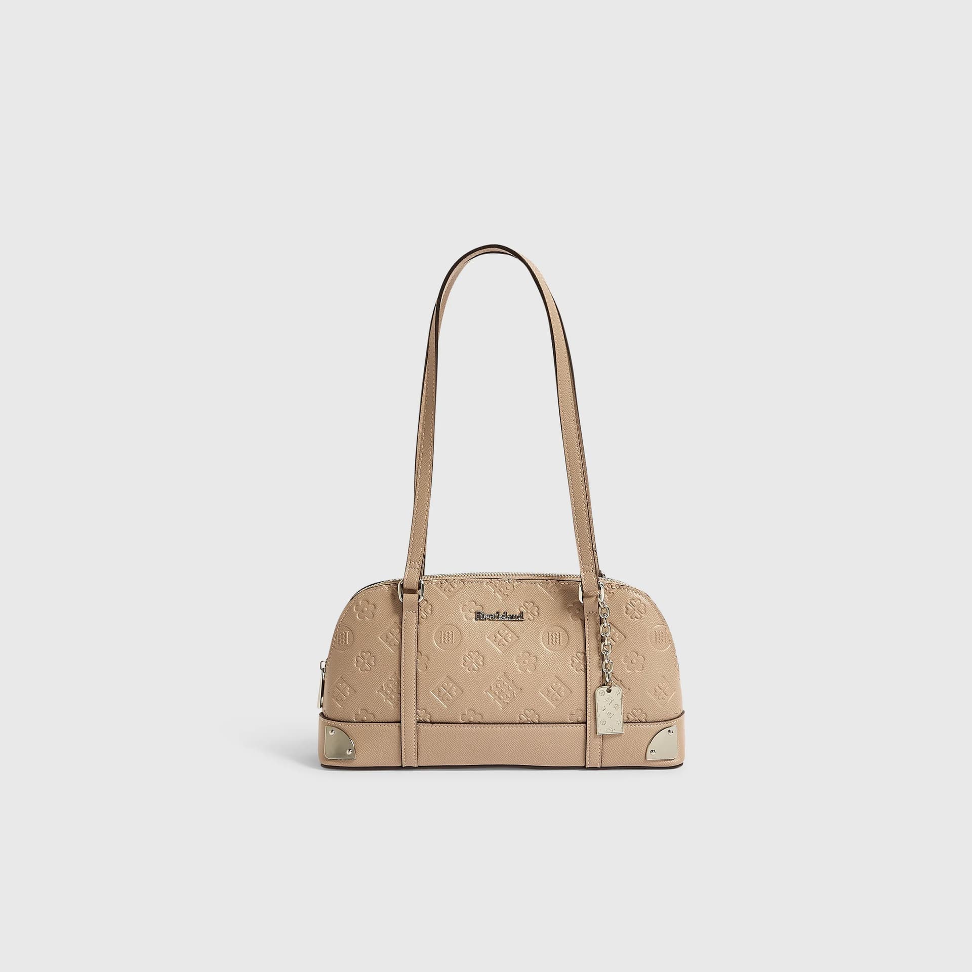 River Island River Island Womens Beige Embossed Long Handle Bowler Bag