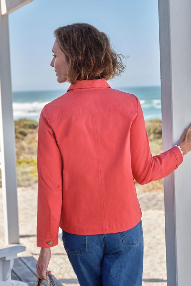 WoolOvers WoolOvers Women's Stitch Pocket Cotton Jacket in Red - 3