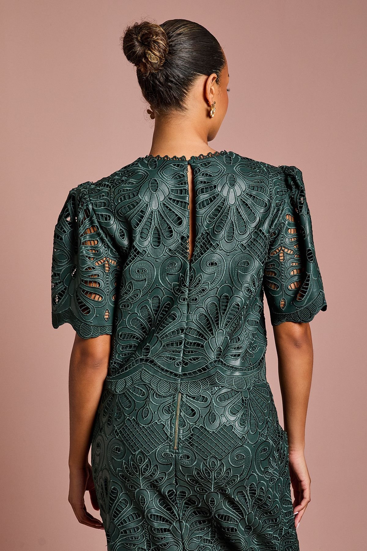 Coast Coast Women's Petite PU Short Sleeve Top in Emerald - 3