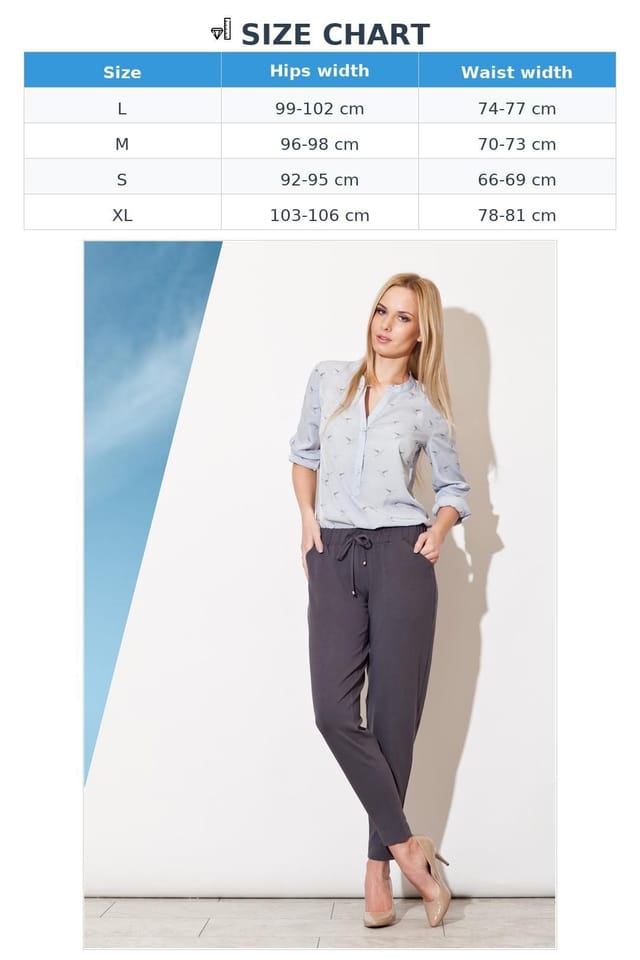 Love Lace Love Lace Women's Tapered Trousers with Drawstring Fit in Grey - 2