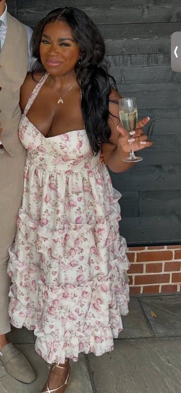 ASOS ASOS Luxe jacquard halter wedding guest dress