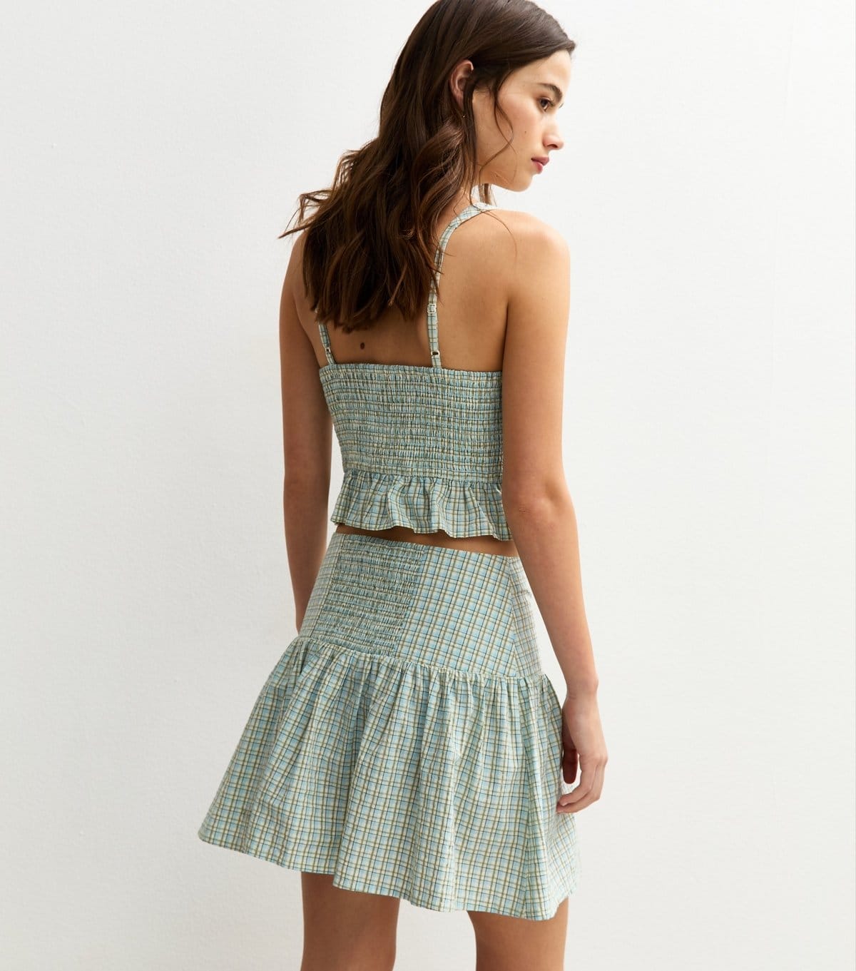 New Look Women's Green Check Print Lace Up Mini Skirt New Look - 4