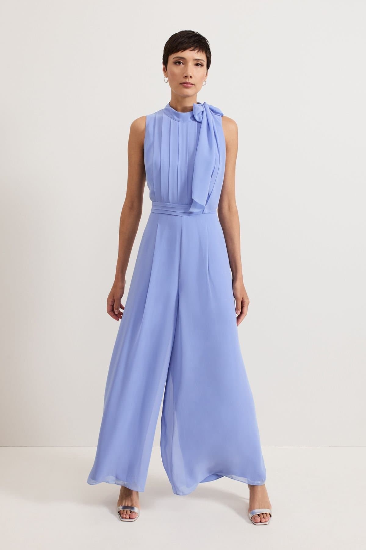 Phase Eight Phase Eight Women's Lucie Tie-Neck Wide Leg Jumpsuit in Baby Blue