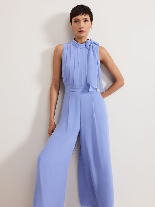 Phase Eight Phase Eight Women's Lucie Tie-Neck Wide Leg Jumpsuit in Baby Blue - 2