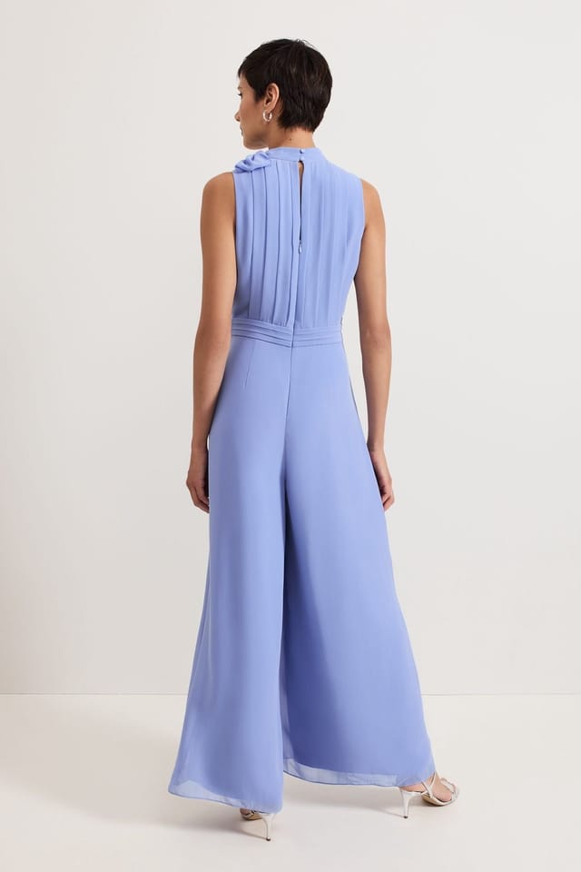 Phase Eight Phase Eight Women's Lucie Tie-Neck Wide Leg Jumpsuit in Baby Blue - 3