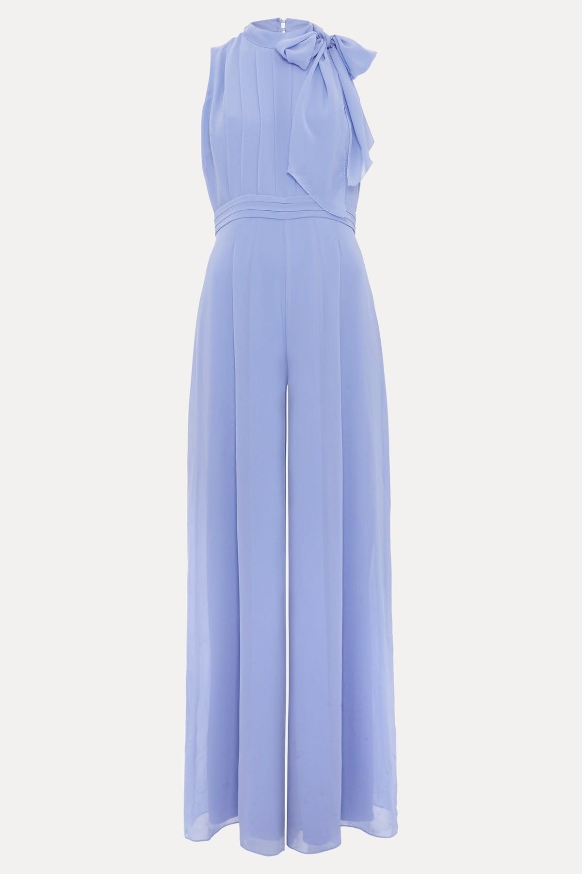 Phase Eight Phase Eight Women's Lucie Tie-Neck Wide Leg Jumpsuit in Baby Blue - 4