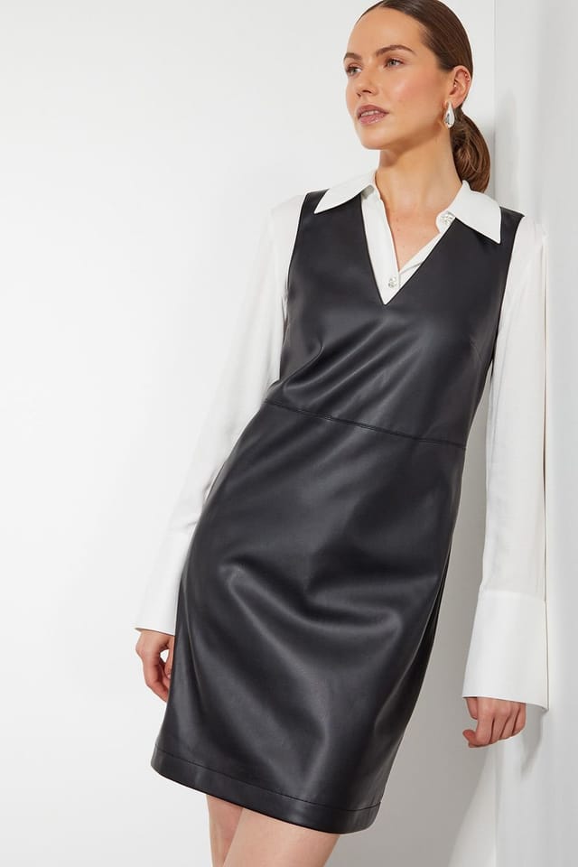 Monsoon Monsoon Women's Peri Sleeveless Faux Leather Mini Dress in Black - 2