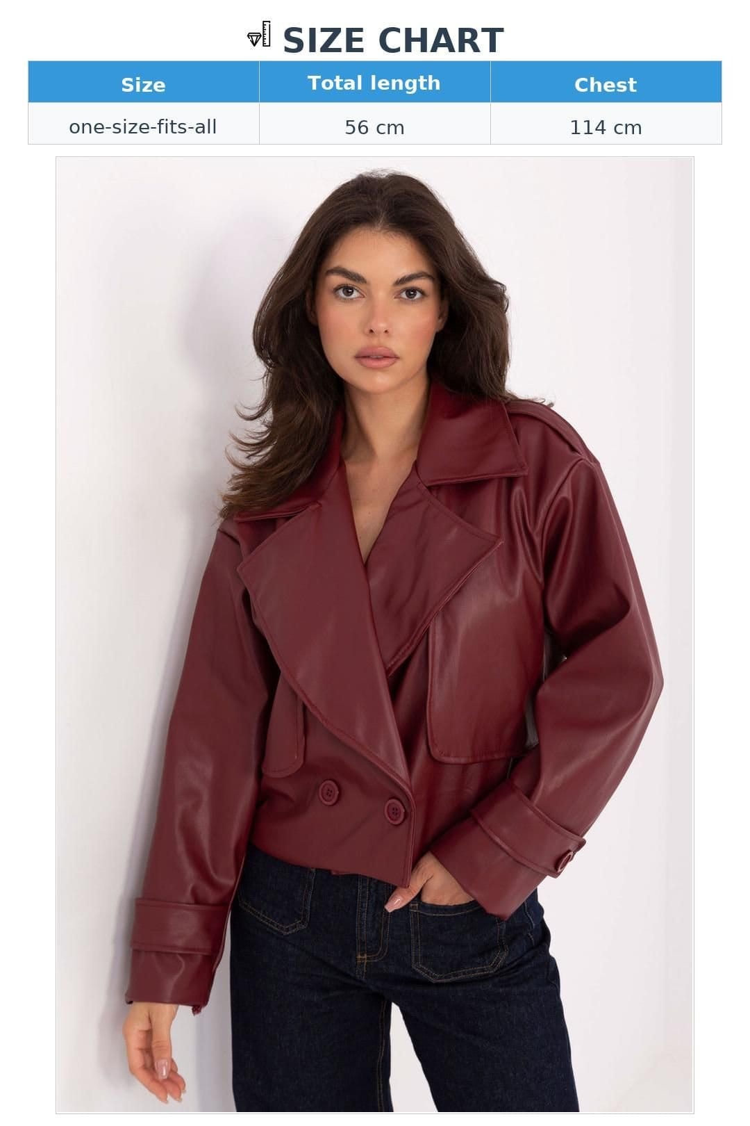 Love Lace Love Lace Women's Short Double Breasted Trench Coat Style 217550 in Burgundy - 4