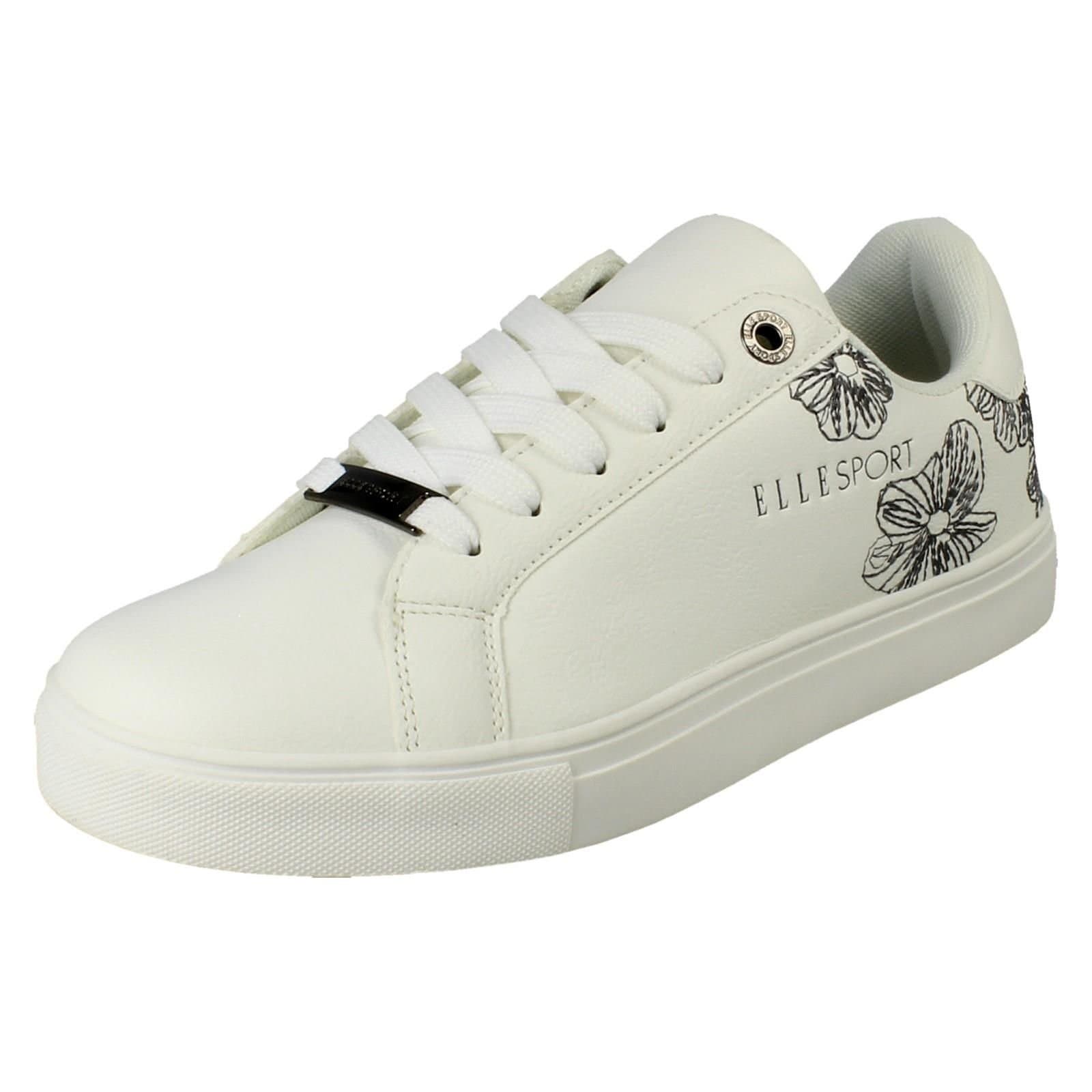 Elle Sport Elle Sport Women's Flower Detail Lace Up Trainers in White