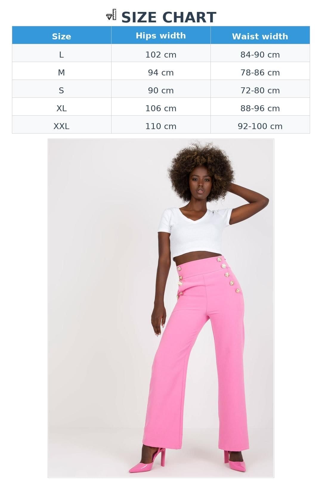 Love Lace Love Lace Women's High Waisted Pants with Front Decorative Buttons in Pink - 4