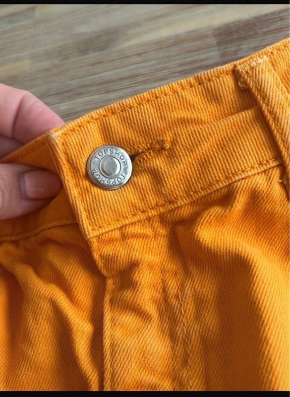 Topshop Moto 🌼 Y2K Topshop MOTO Mustard Yellow Raw Hem Denim Mini Skirt – UK 8 🌼 - 1