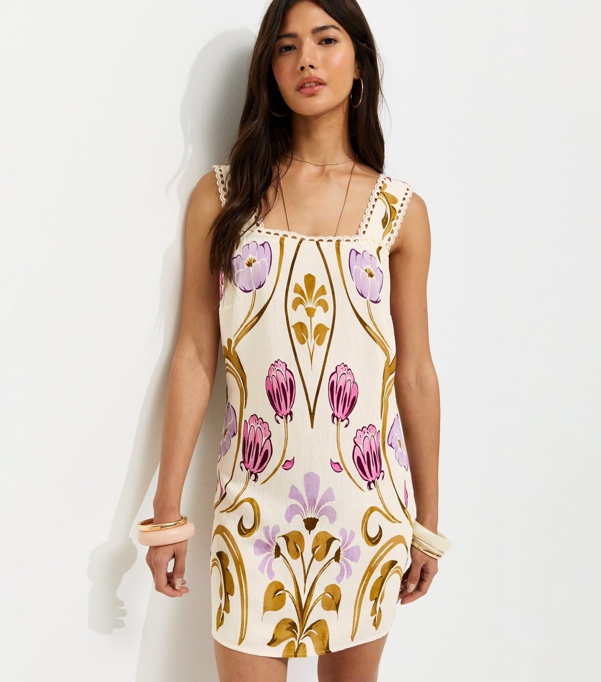 New Look Women's Cream Botanical Cami Mini Dress New Look