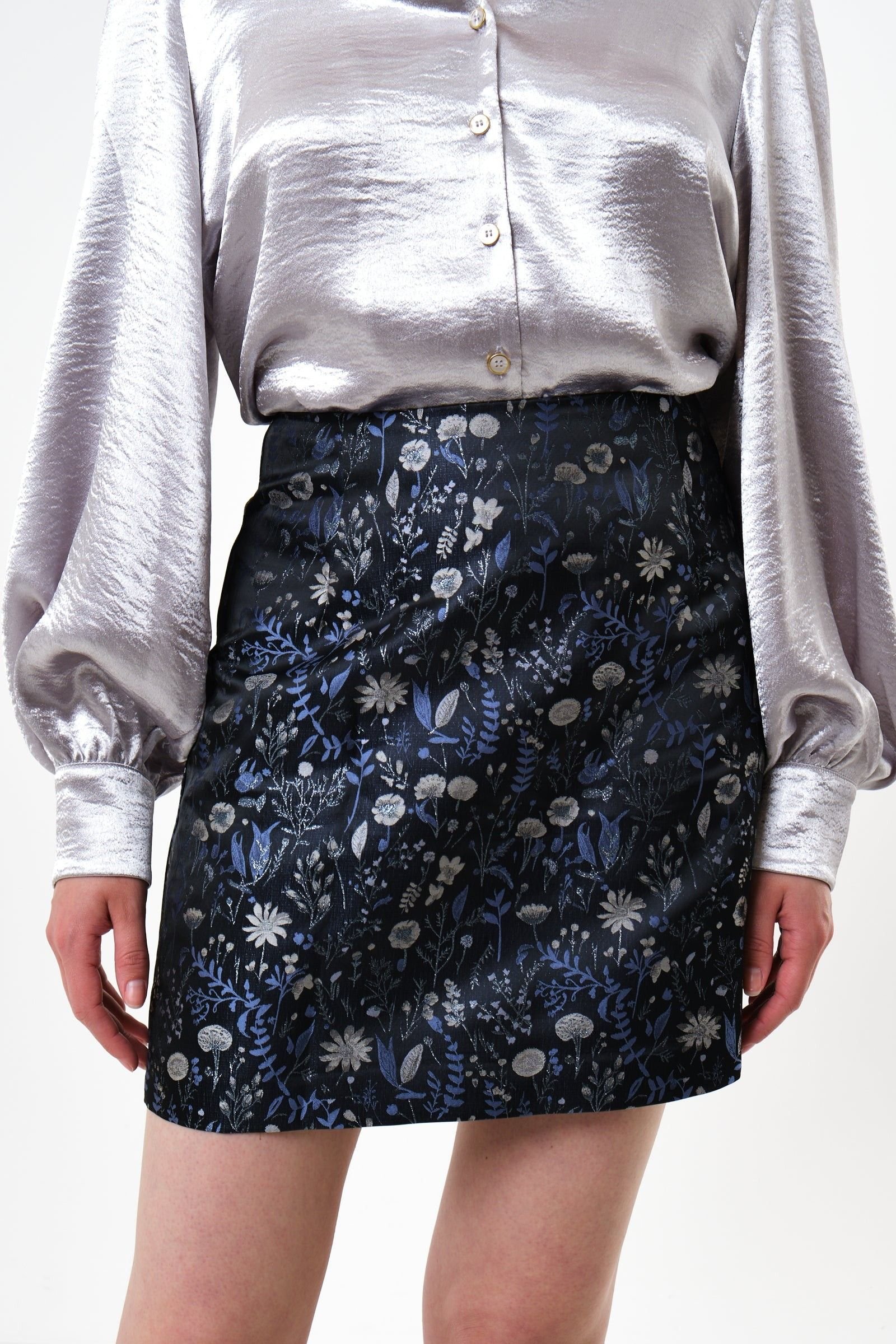 Louche Louche Women's Aubin Magic Forest Jacquard Mini Skirt - Blue - 2