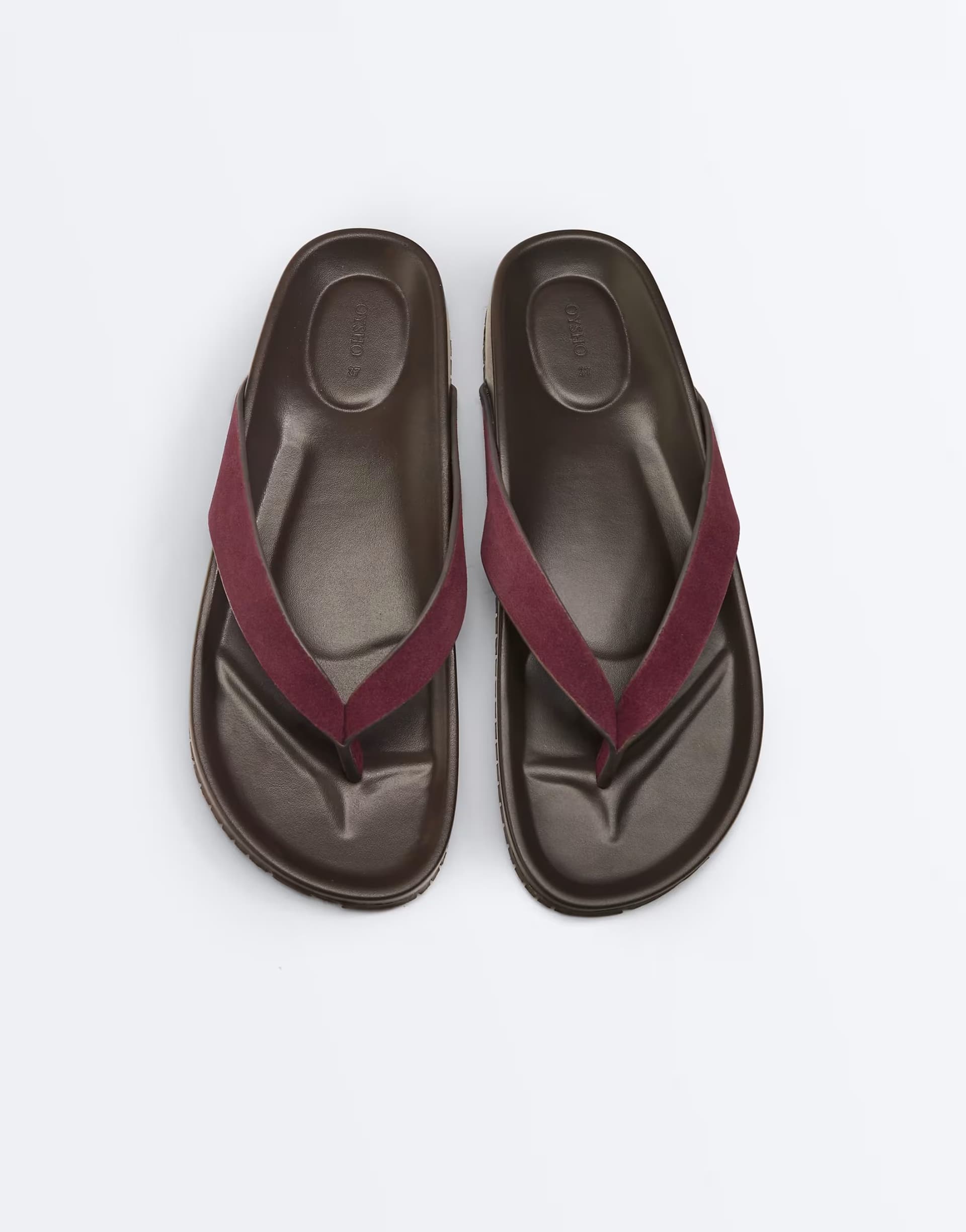 ASOS OYSHO Leather sandal in burgundy