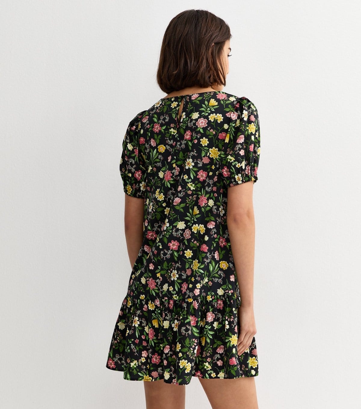 New Look Women's Black Floral Smock Mini Dress New Look - 4