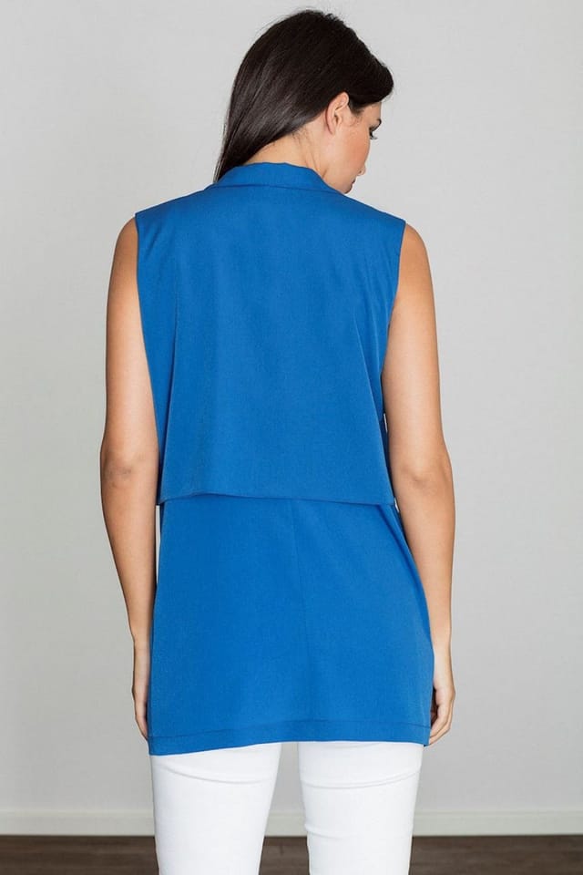 Love Lace Love Lace Women's Lightweight Long Vest With Collared Comfort in Blue - 2