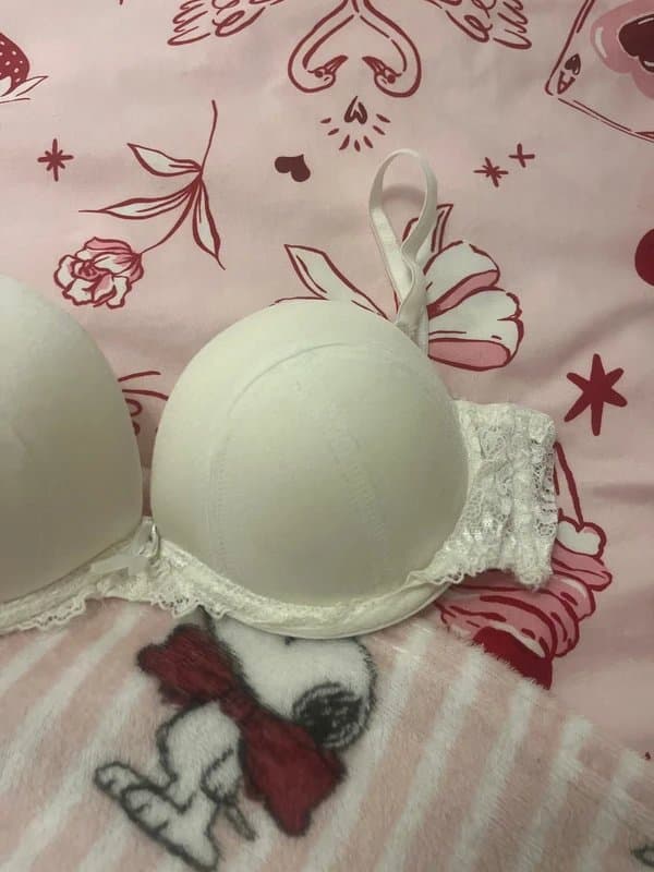 ASOS ASOS Cream White Detachable Straps Lace Super Push Up Bra 30B