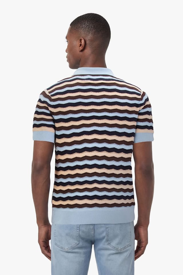 Luke 1977 Luke 1977 Men's Maughold Zig Zag Knit Polo in Light Blue - 2