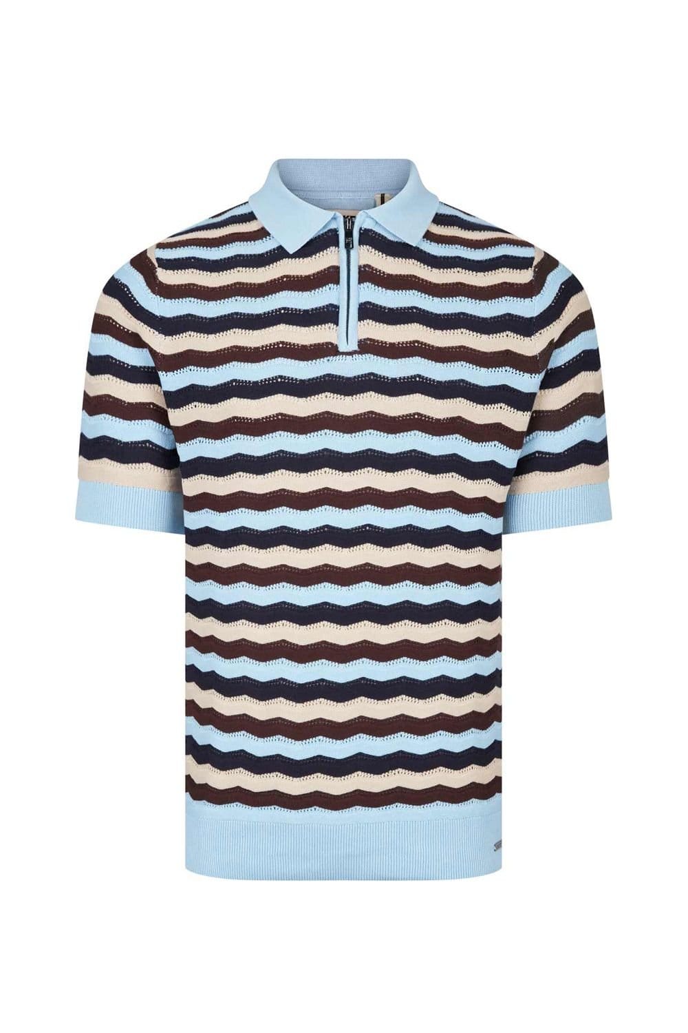 Luke 1977 Luke 1977 Men's Maughold Zig Zag Knit Polo in Light Blue - 4