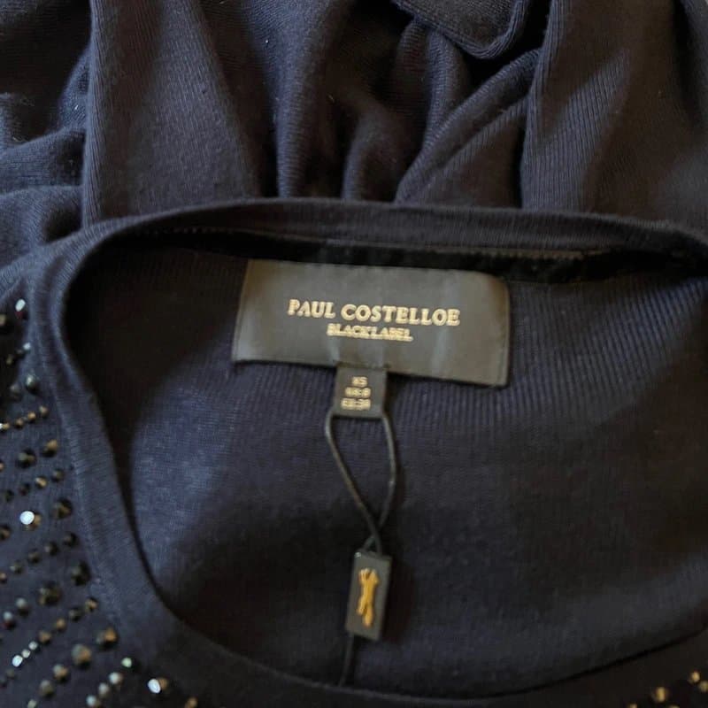 Paul Costelloe Paul Costelloe Womens Black Label Navy Gem Embellished Fine Knit Dress XS UK 8