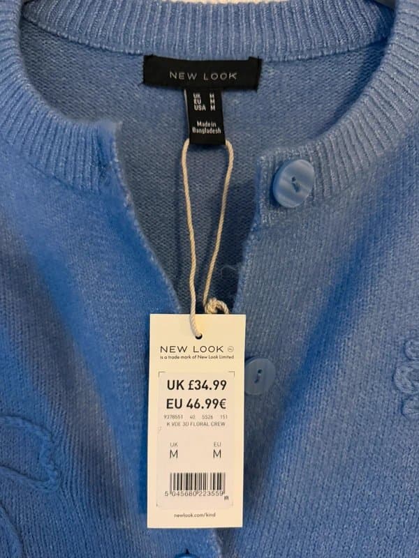 New Look New Look | Cornflower Blue Embroidered Cardigan Size M