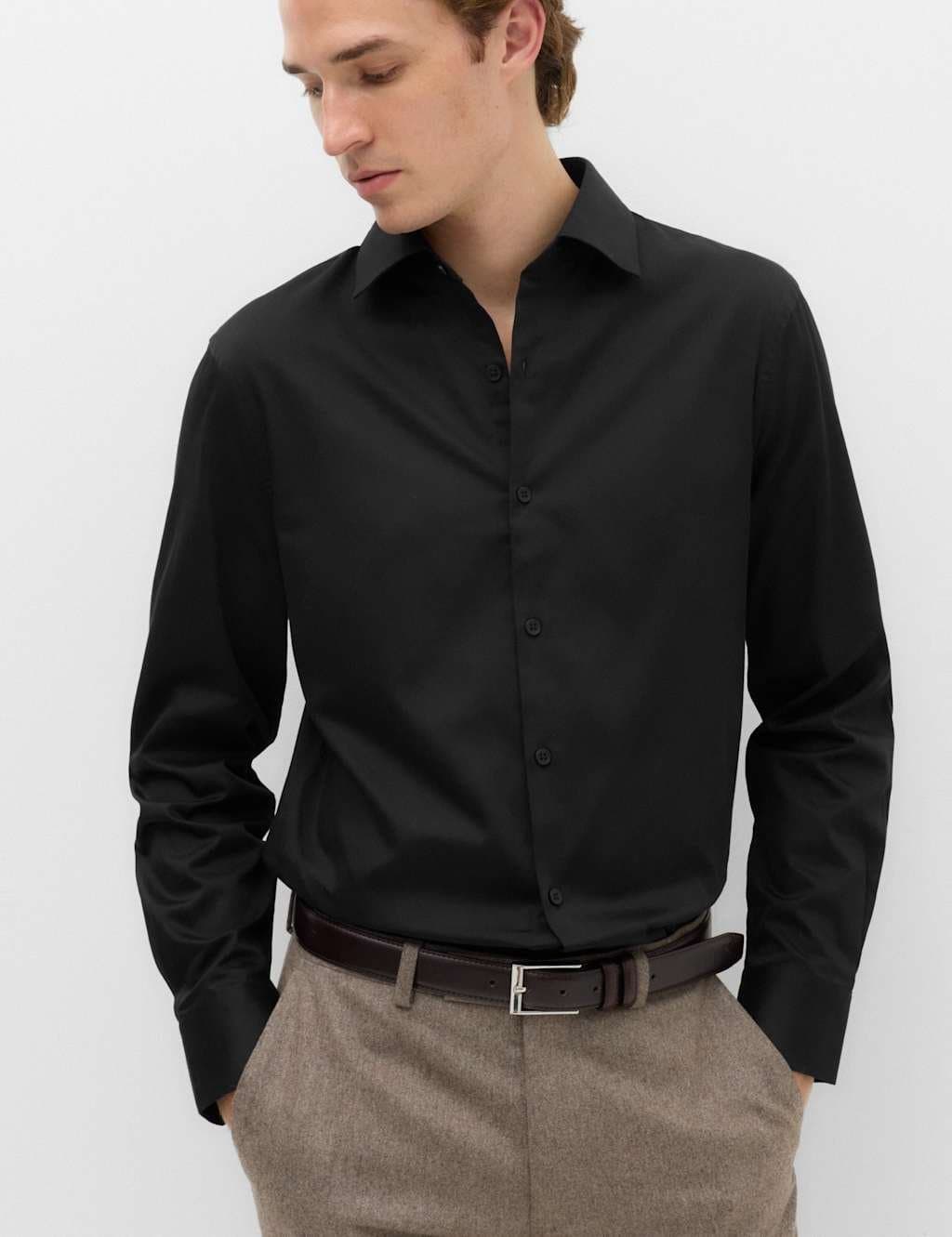 Marks & Spencer M&S Slim Fit Supima® Cotton Shirt Black