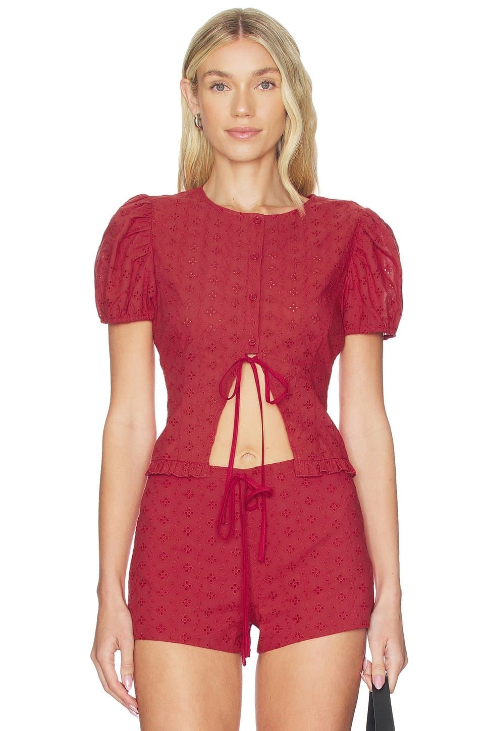 revolve Revolve Floral Bardot Top in Cherry
