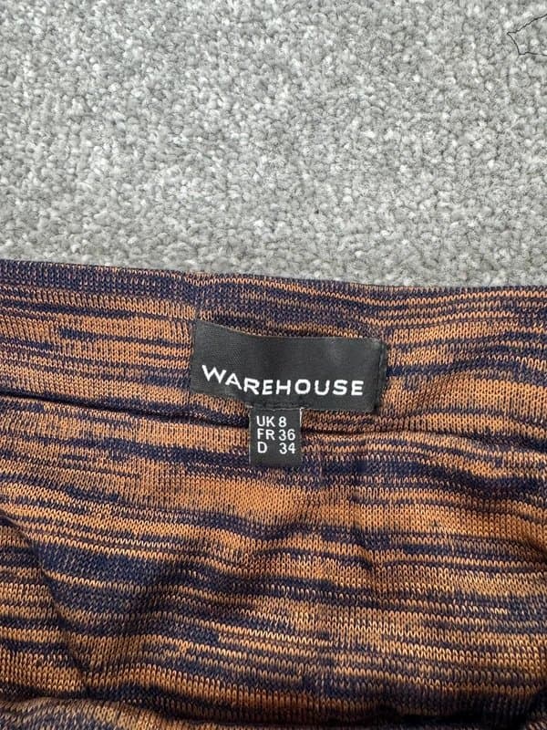 Warehouse Warehouse Brown Marl Knit Midi Skirt | UK 8 | Side Split Pencil Skirt