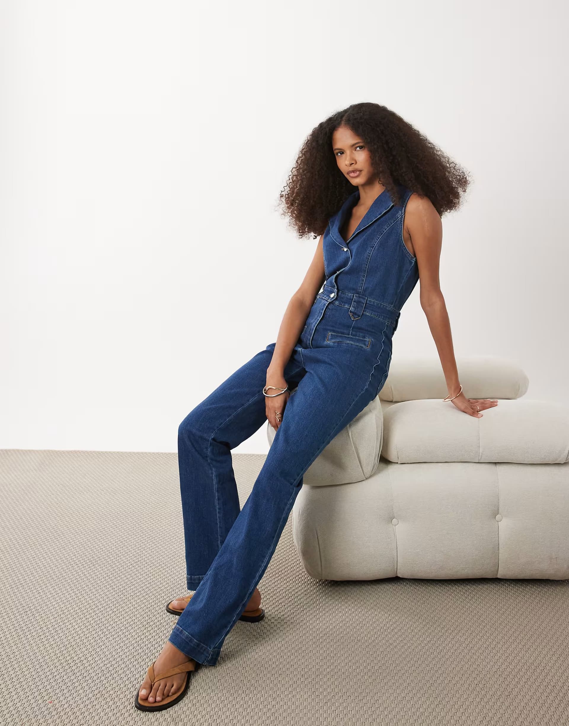 ASOS River Island denim jumpsuit in indigo
