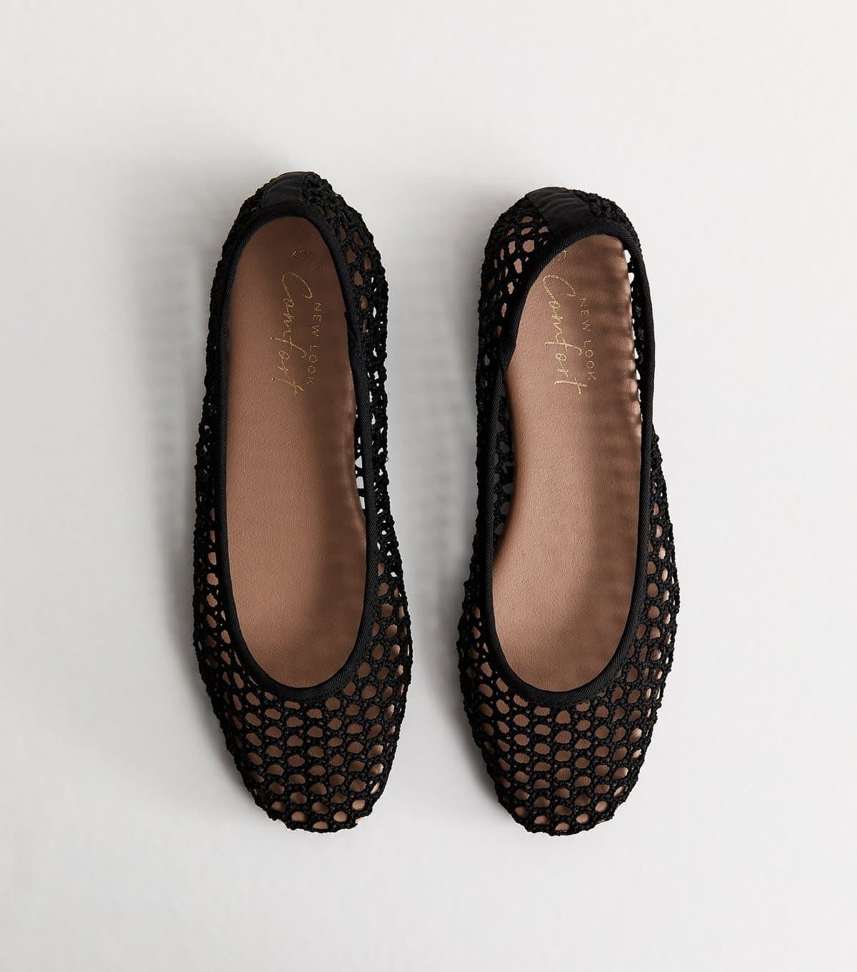 New Look Women's Black Mesh Ballet Pumps Vegan New Look