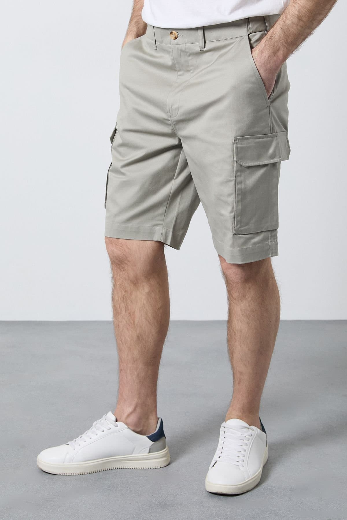 Maine Maine Men's Pale Grey Cotton Cargo Short