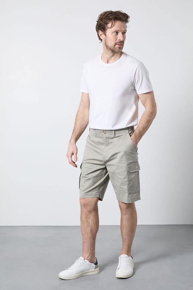 Maine Maine Men's Pale Grey Cotton Cargo Short - 2
