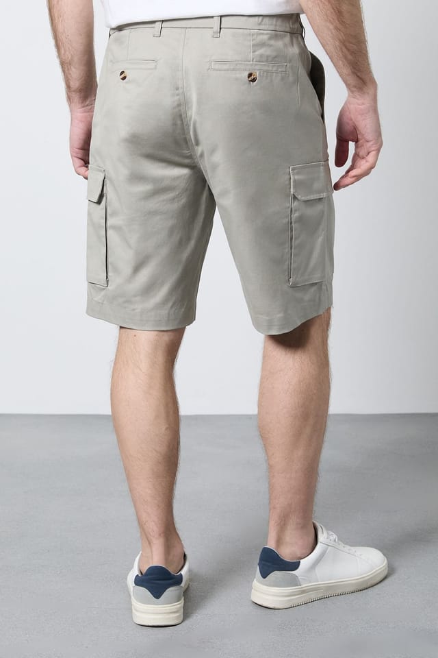 Maine Maine Men's Pale Grey Cotton Cargo Short - 3