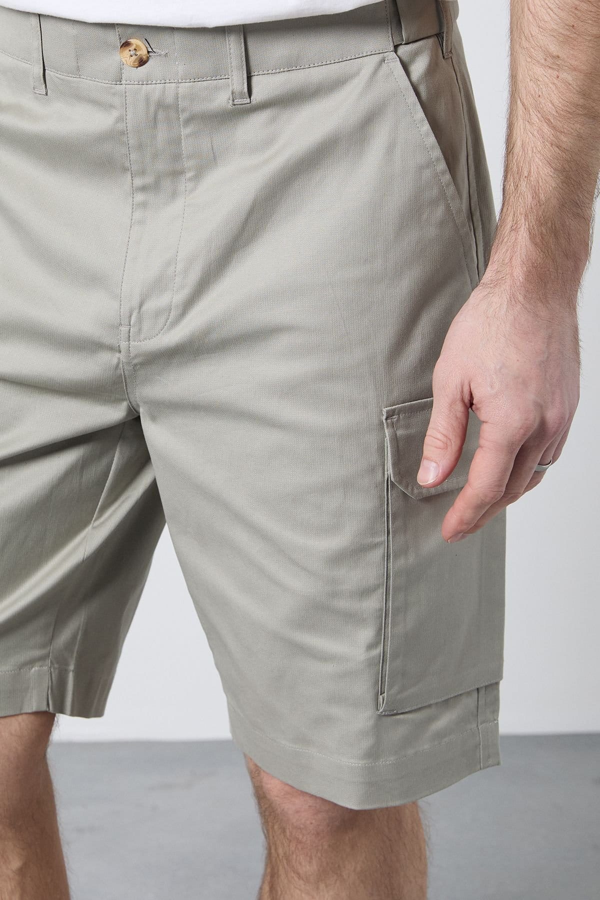 Maine Maine Men's Pale Grey Cotton Cargo Short - 4